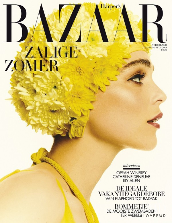 Querelle Jansen featured on the Harper\'s Bazaar Netherlands cover from July 2015