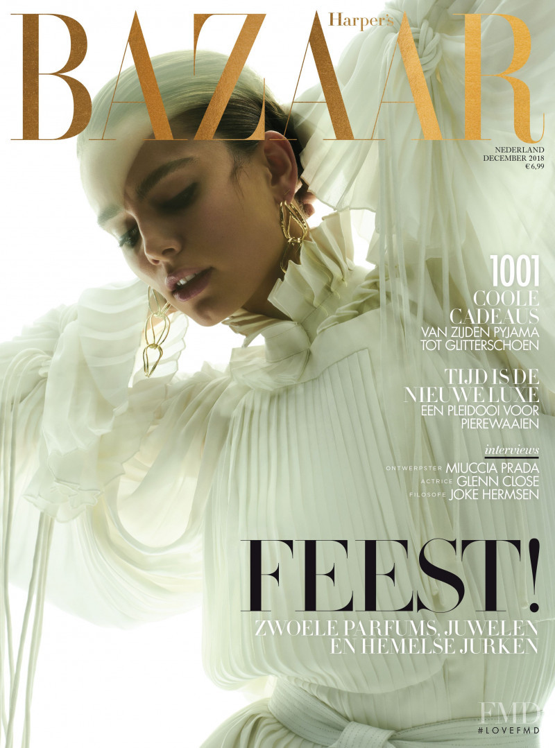 Romy Schönberger featured on the Harper\'s Bazaar Netherlands cover from December 2018