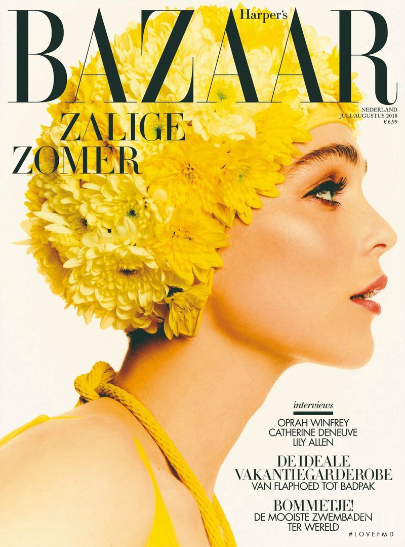 Kim Noorda featured on the Harper\'s Bazaar Netherlands cover from July 2018