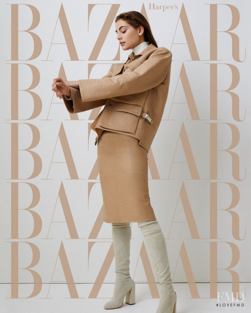Romy Schönberger featured on the Harper\'s Bazaar Netherlands cover from August 2019