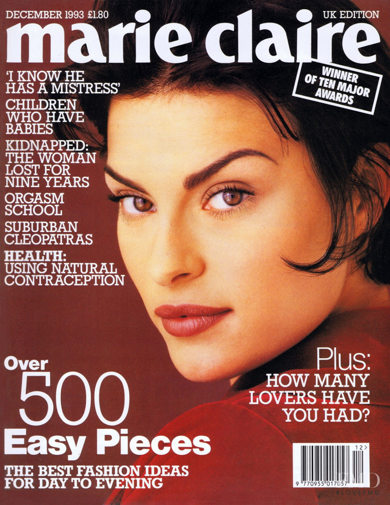 Magali Amadei featured on the Marie Claire UK cover from December 1993