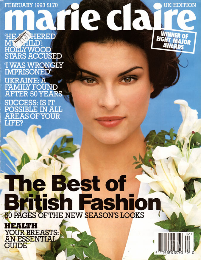 Magali Amadei featured on the Marie Claire UK cover from February 1993