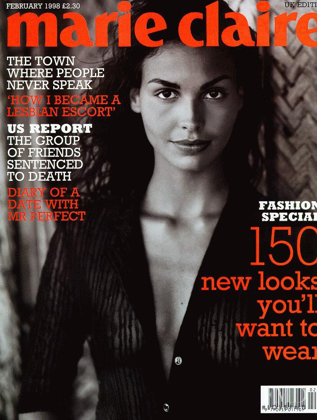 Ines Sastre featured on the Marie Claire UK cover from February 1998