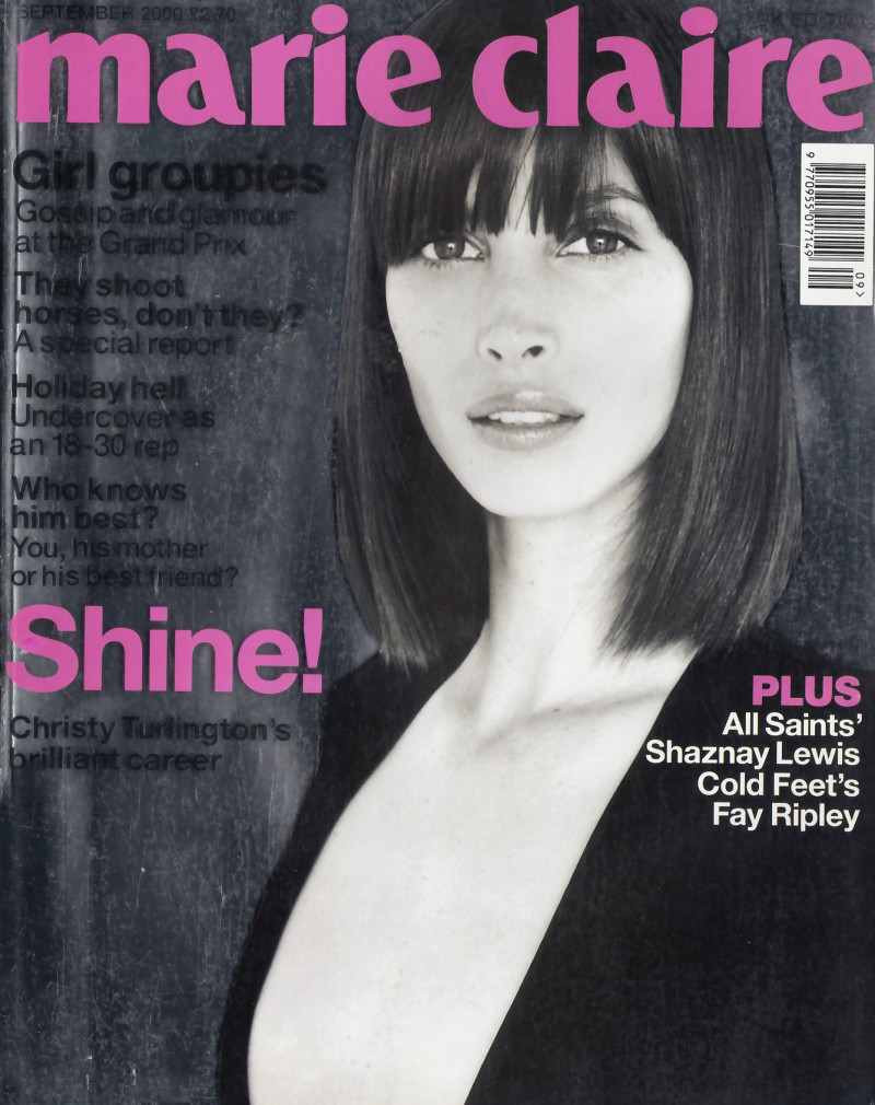 Christy Turlington featured on the Marie Claire UK cover from September 2000