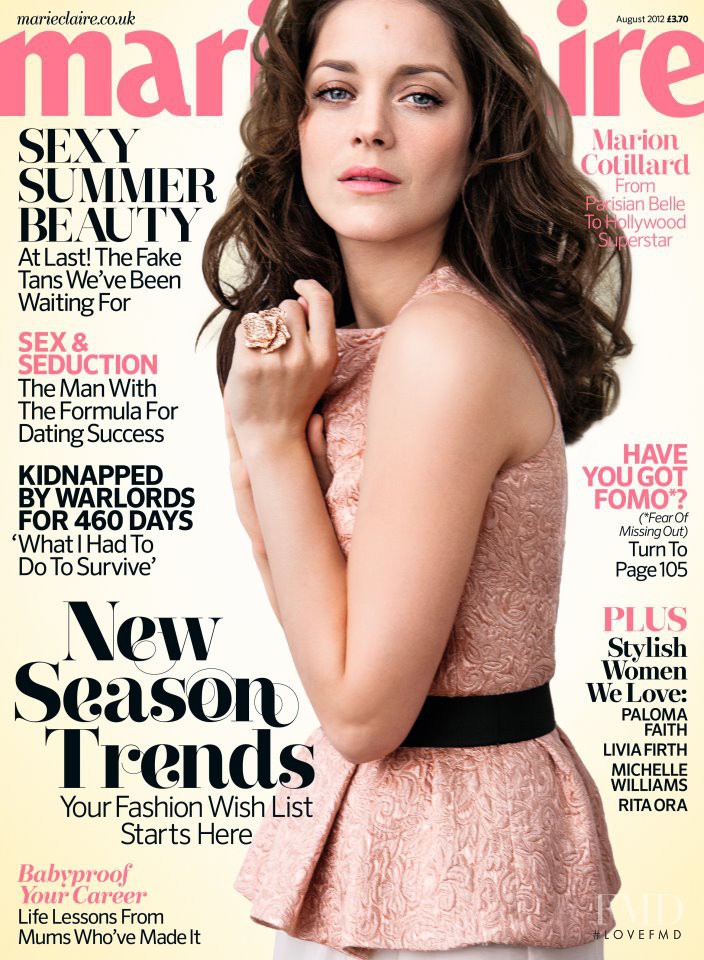 Marion Cotillard featured on the Marie Claire UK cover from August 2012