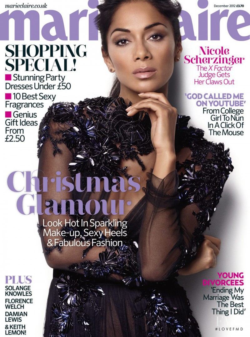 Nicole Scherzinger featured on the Marie Claire UK cover from December 2012