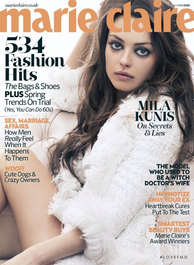 Mila Kunis featured on the Marie Claire UK cover from April 2013