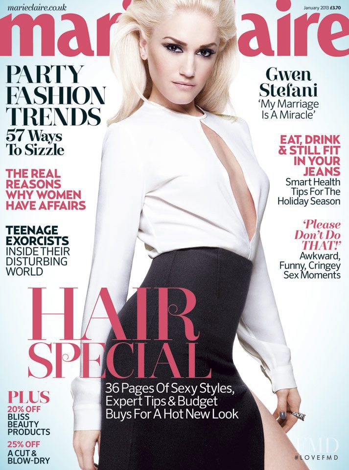Gwen Stefani featured on the Marie Claire UK cover from January 2013
