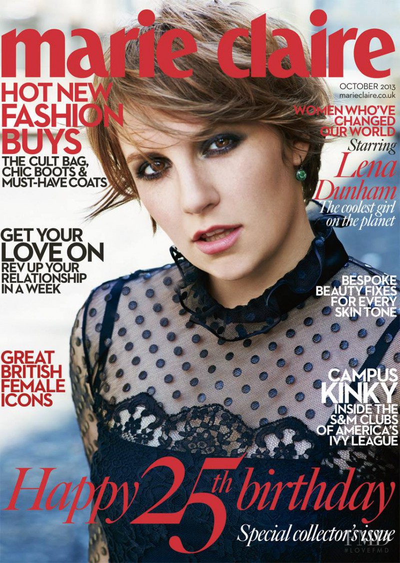 Lena Dunham featured on the Marie Claire UK cover from October 2013