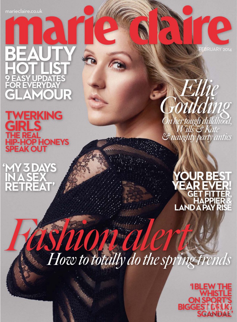 Ellie Goulding featured on the Marie Claire UK cover from February 2014