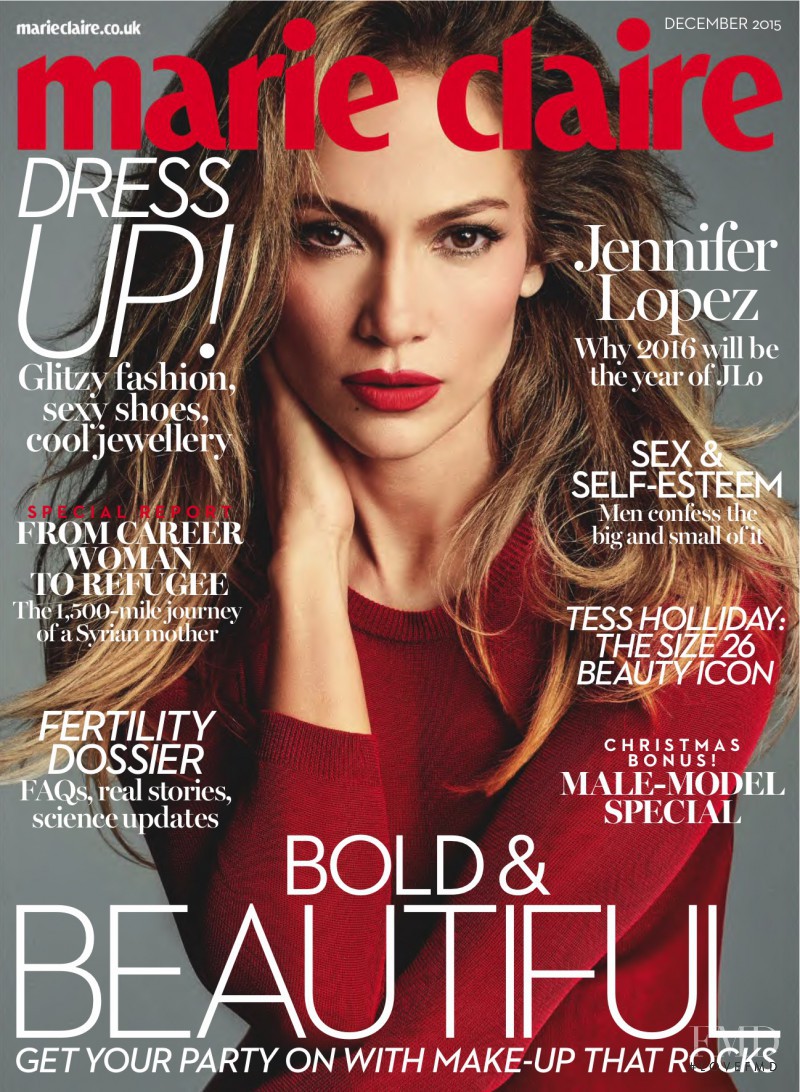 Jennifer Lopez featured on the Marie Claire UK cover from December 2015