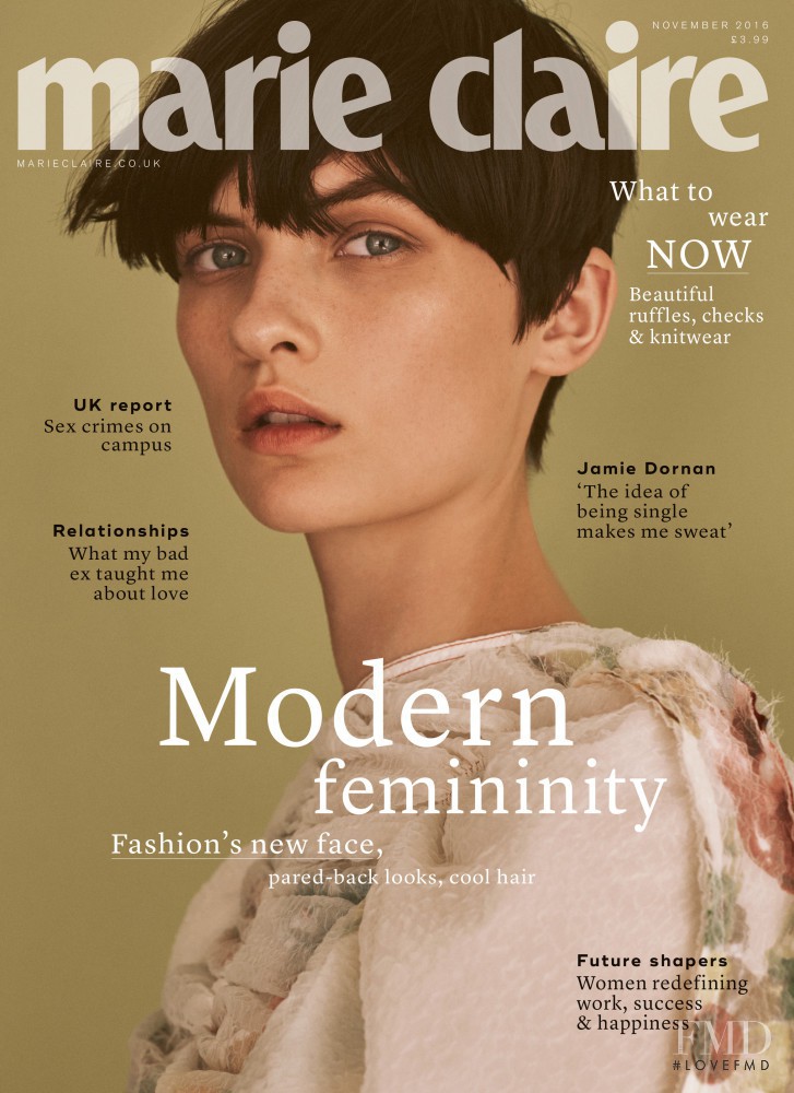Lara Mullen featured on the Marie Claire UK cover from November 2016