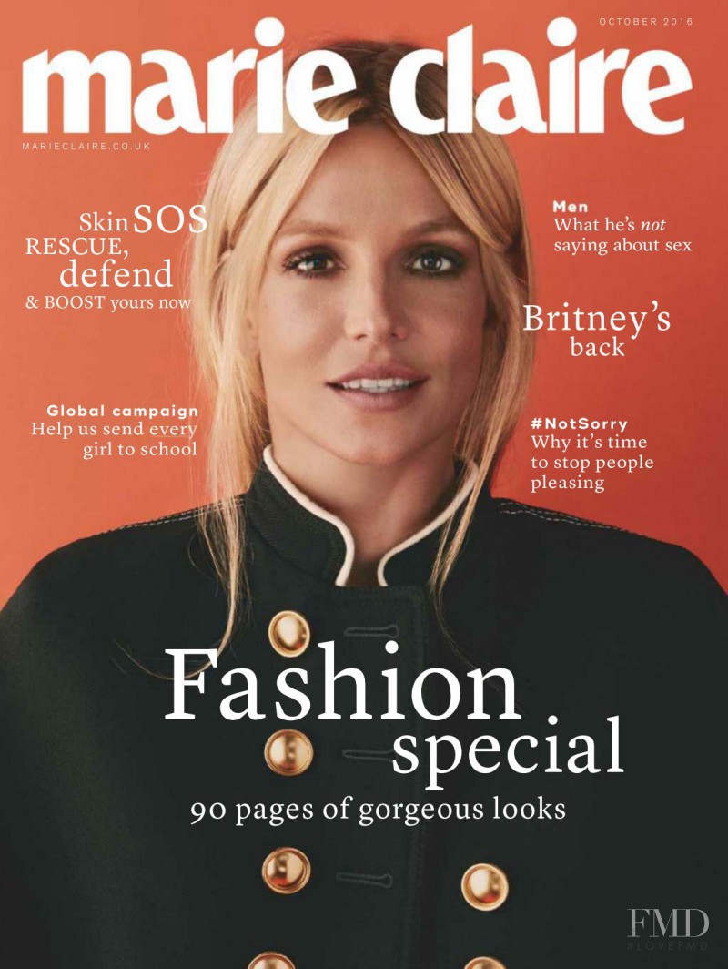 Britney Spears featured on the Marie Claire UK cover from October 2016