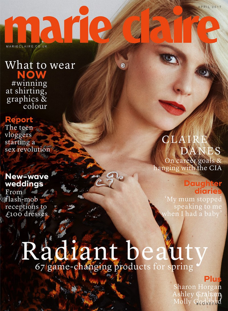 Claire Danes featured on the Marie Claire UK cover from April 2017