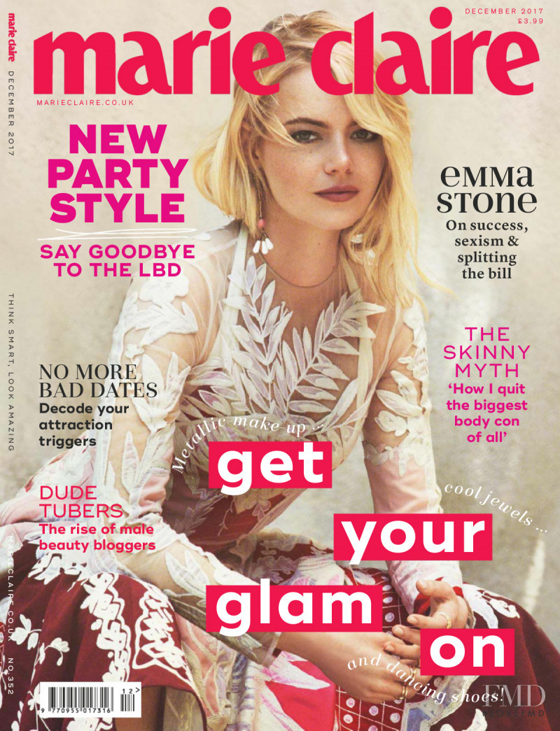 Emma Stone featured on the Marie Claire UK cover from December 2017
