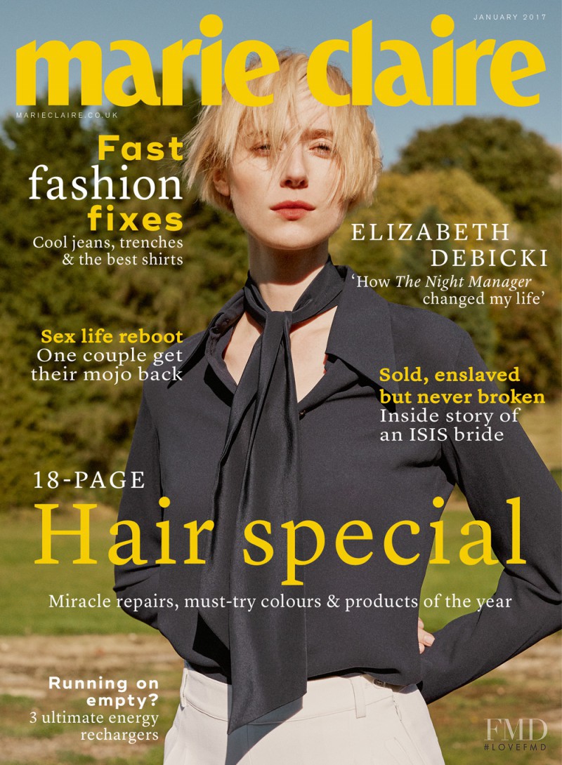 Elizabeth Debicki featured on the Marie Claire UK cover from January 2017