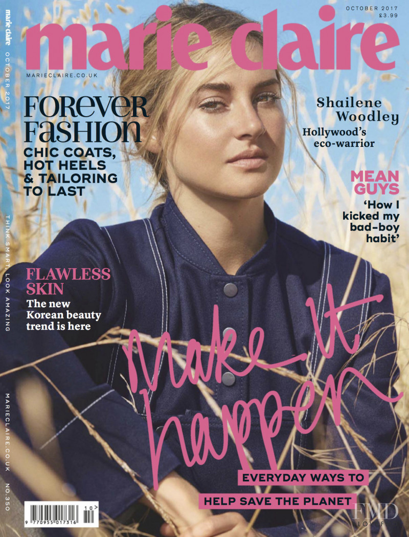 Shailene Woodley featured on the Marie Claire UK cover from October 2017