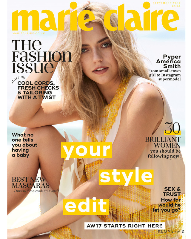 Pyper America Smith featured on the Marie Claire UK cover from September 2017