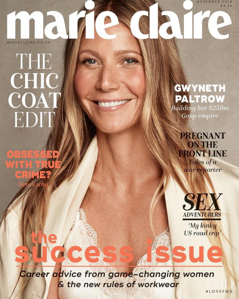 Gwyneth Paltrow featured on the Marie Claire UK cover from November 2018