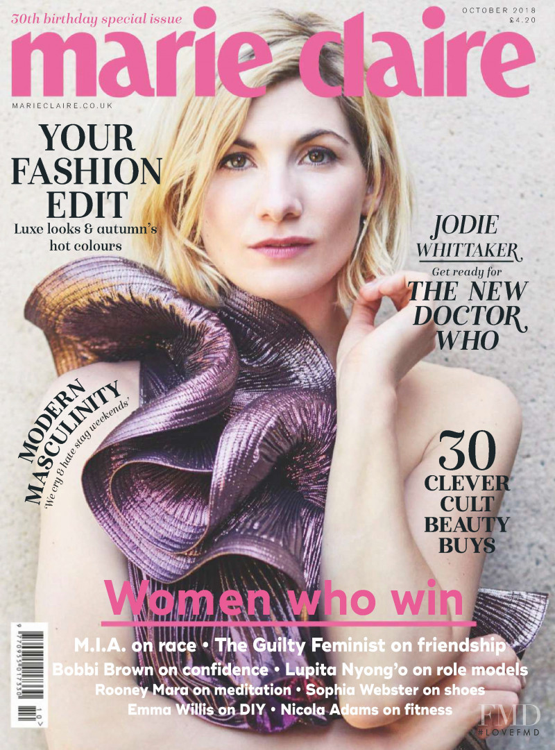 Jodie Whittaker  featured on the Marie Claire UK cover from October 2018