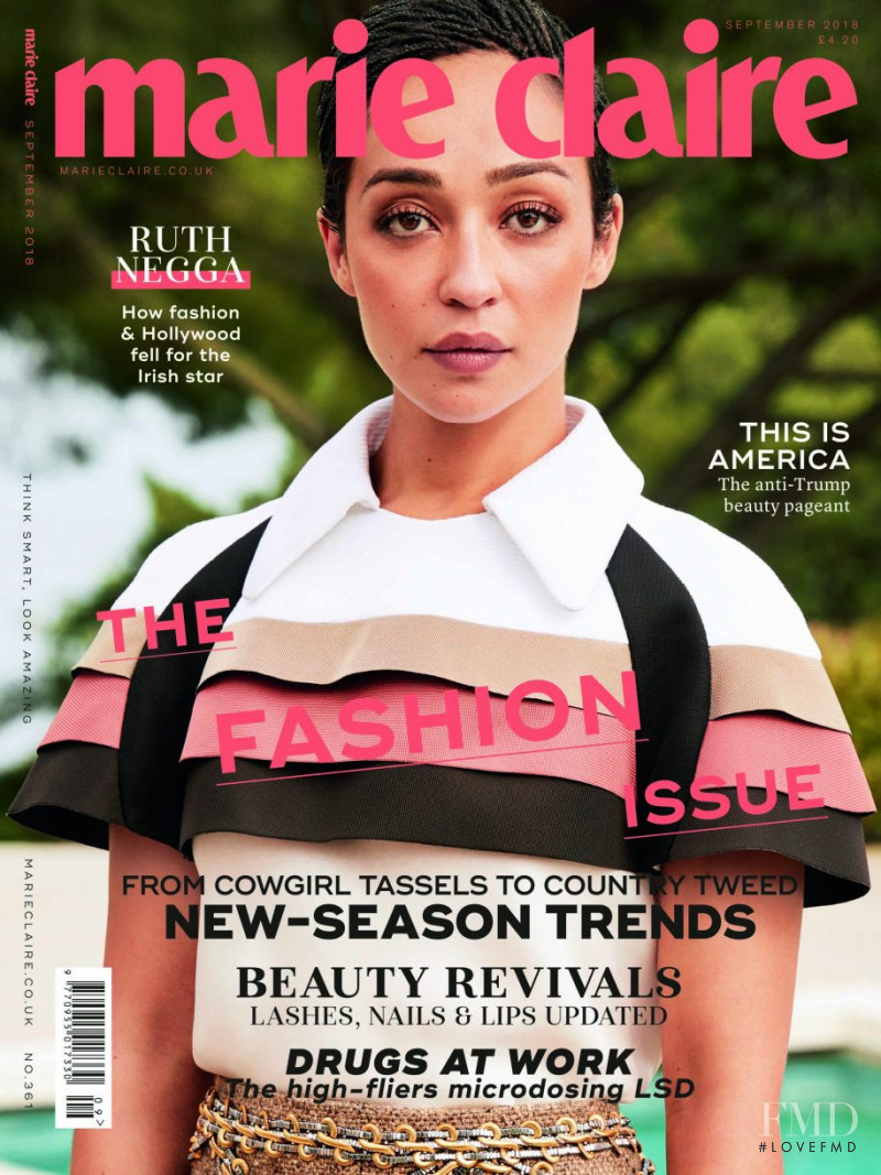 Ruth Negga featured on the Marie Claire UK cover from September 2018
