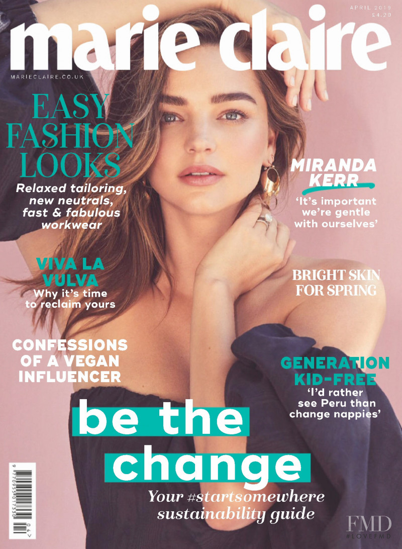 Miranda Kerr featured on the Marie Claire UK cover from April 2019