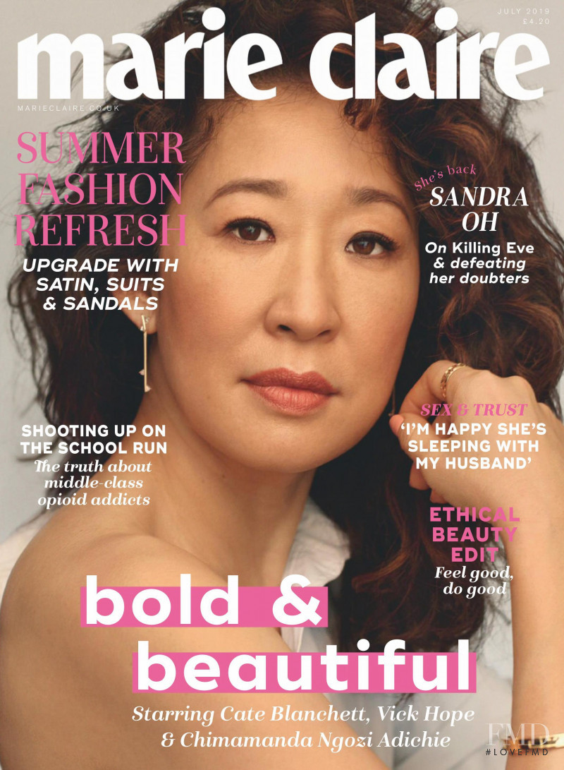 Sandra Oh featured on the Marie Claire UK cover from July 2019