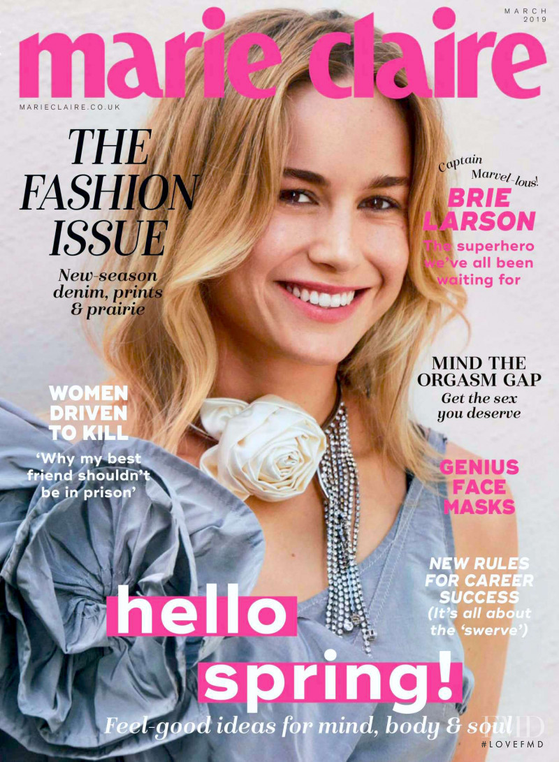 Brie Larson featured on the Marie Claire UK cover from March 2019