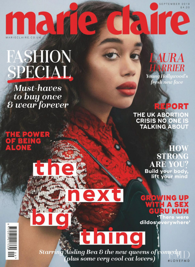 Laura Harrier featured on the Marie Claire UK cover from September 2019