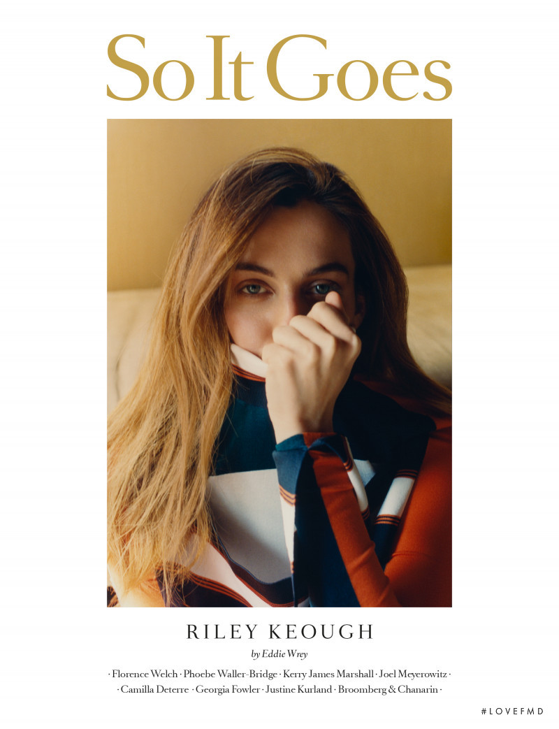 Riley Keough featured on the So It Goes cover from April 2018
