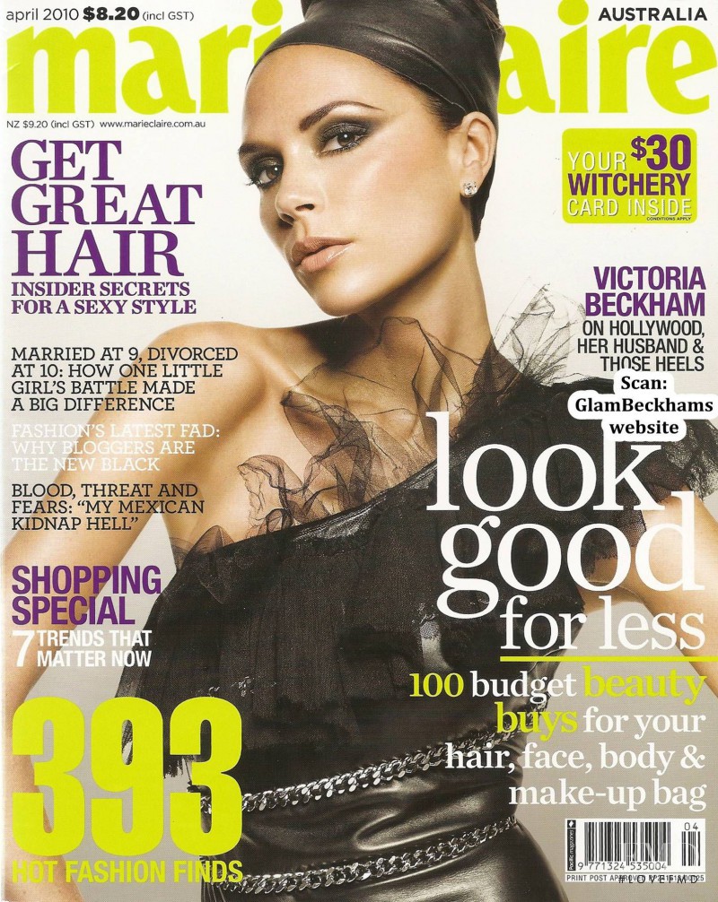 Victoria Beckham featured on the Marie Claire Australia cover from April 2010