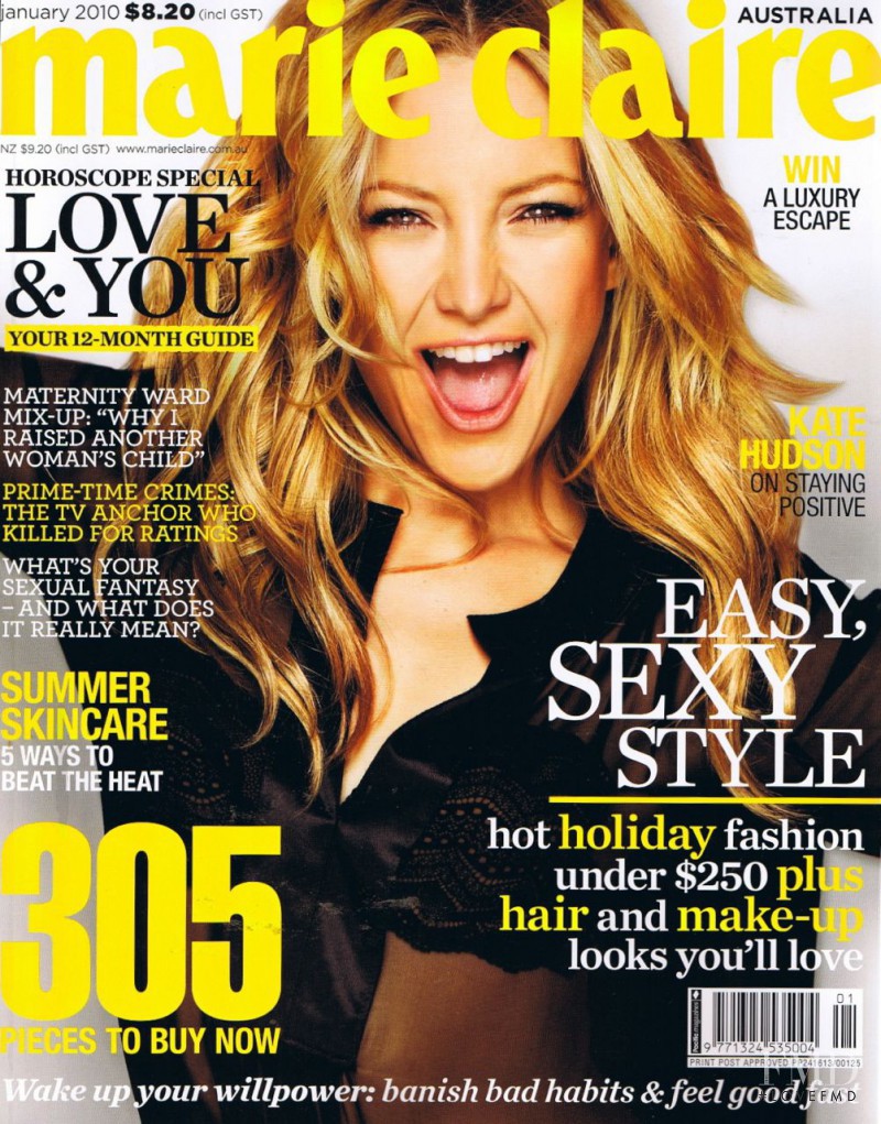 Kate Hudson featured on the Marie Claire Australia cover from January 2010