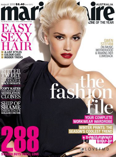 Gwen Stefani featured on the Marie Claire Australia cover from August 2012
