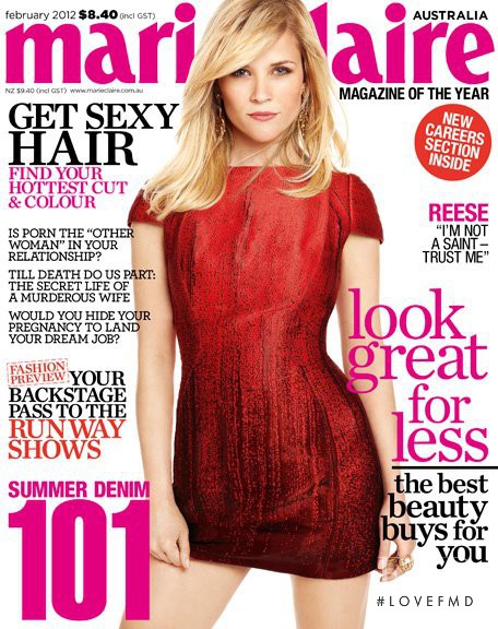 Reese Witherspoon featured on the Marie Claire Australia cover from February 2012