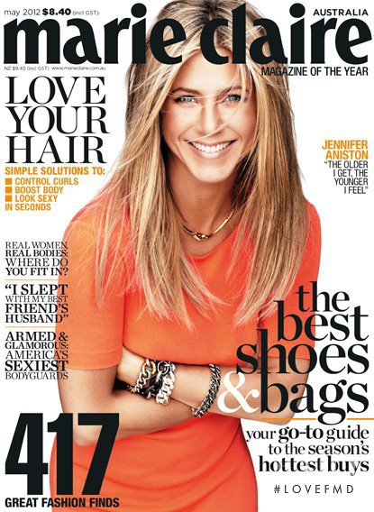 Jennifer Aniston featured on the Marie Claire Australia cover from May 2012