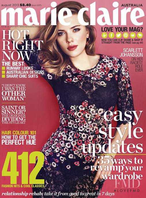 Scarlett Johansson featured on the Marie Claire Australia cover from August 2013