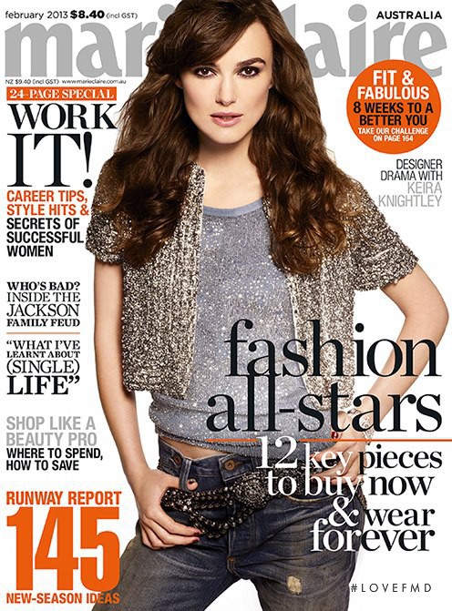 Keira Knightley featured on the Marie Claire Australia cover from February 2013
