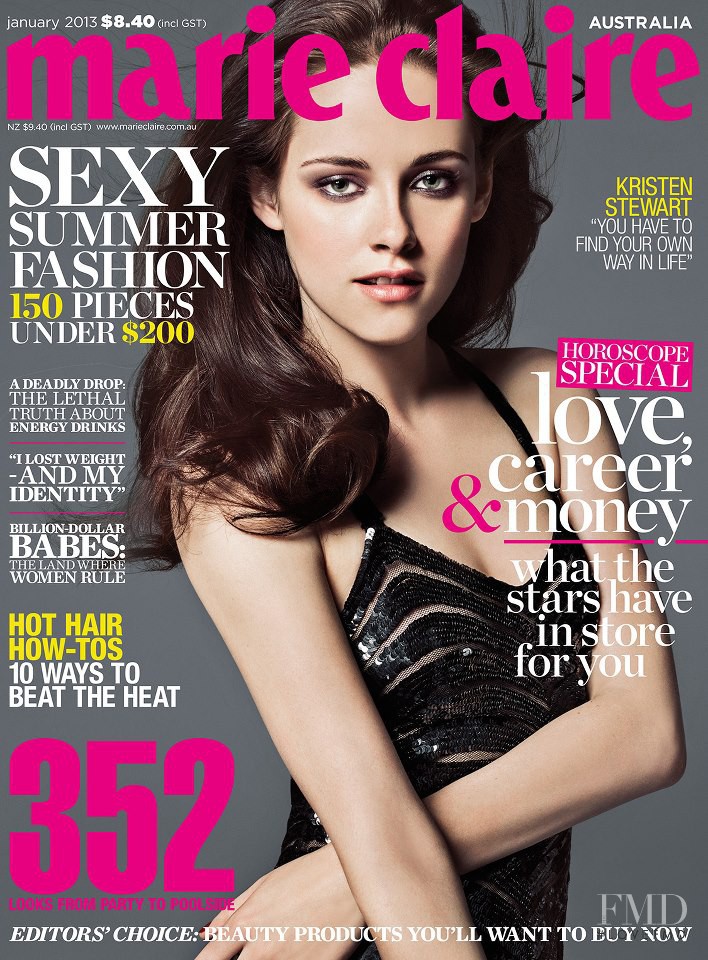 Kristen Stewart featured on the Marie Claire Australia cover from January 2013