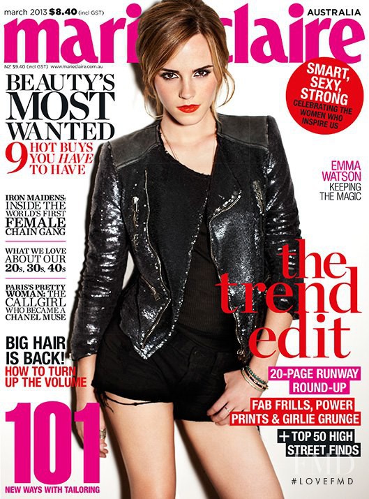Emma Watson featured on the Marie Claire Australia cover from March 2013
