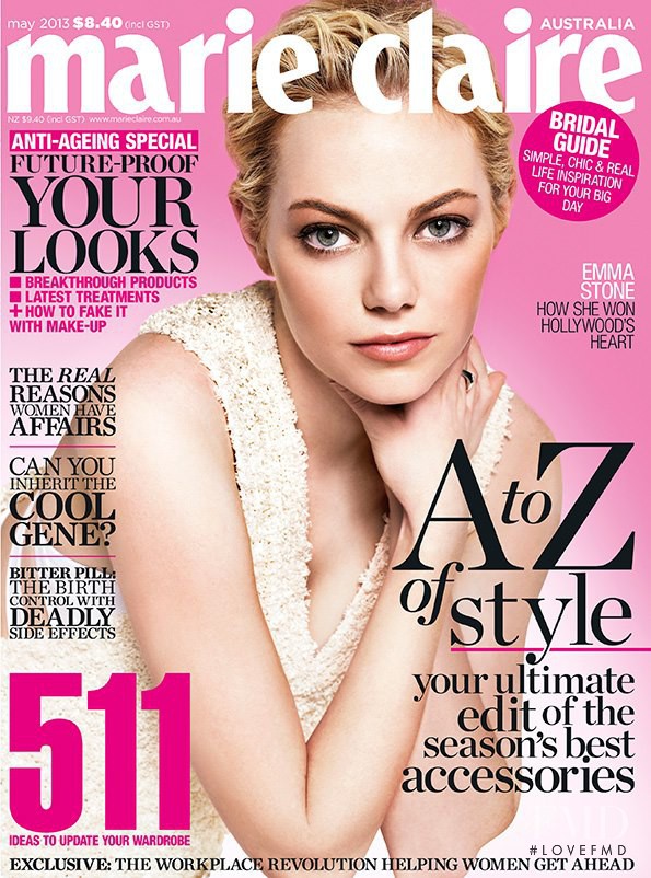 Emma Stone featured on the Marie Claire Australia cover from May 2013