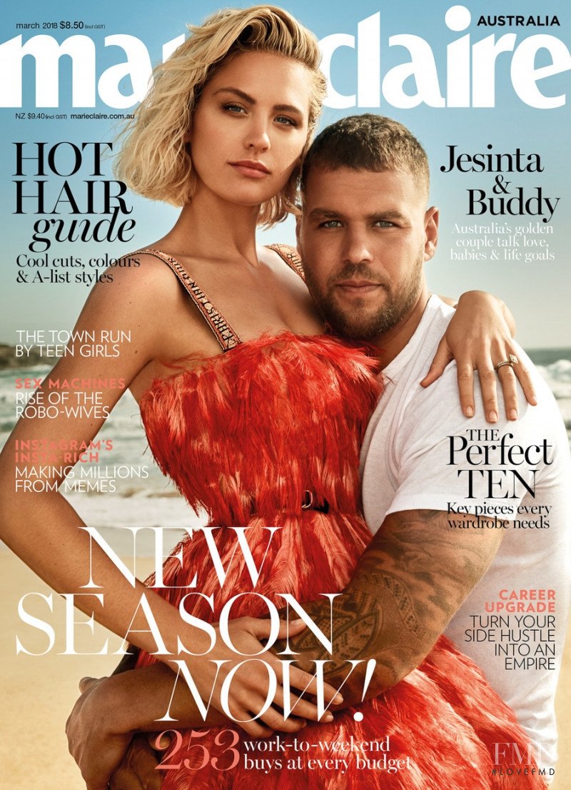 Lance "Buddy" Franklin & Jesinta Campbell Franklin featured on the Marie Claire Australia cover from March 2018