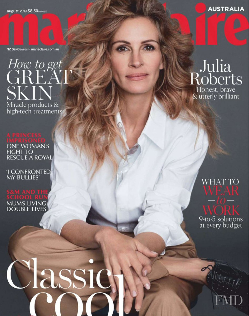 Julia Roberts featured on the Marie Claire Australia cover from August 2019