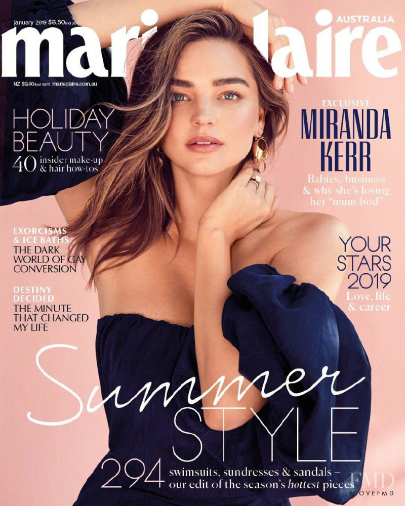 Miranda Kerr featured on the Marie Claire Australia cover from January 2019