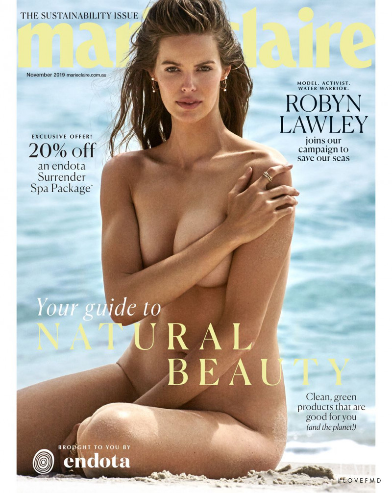Robyn Lawley featured on the Marie Claire Australia cover from November 2019