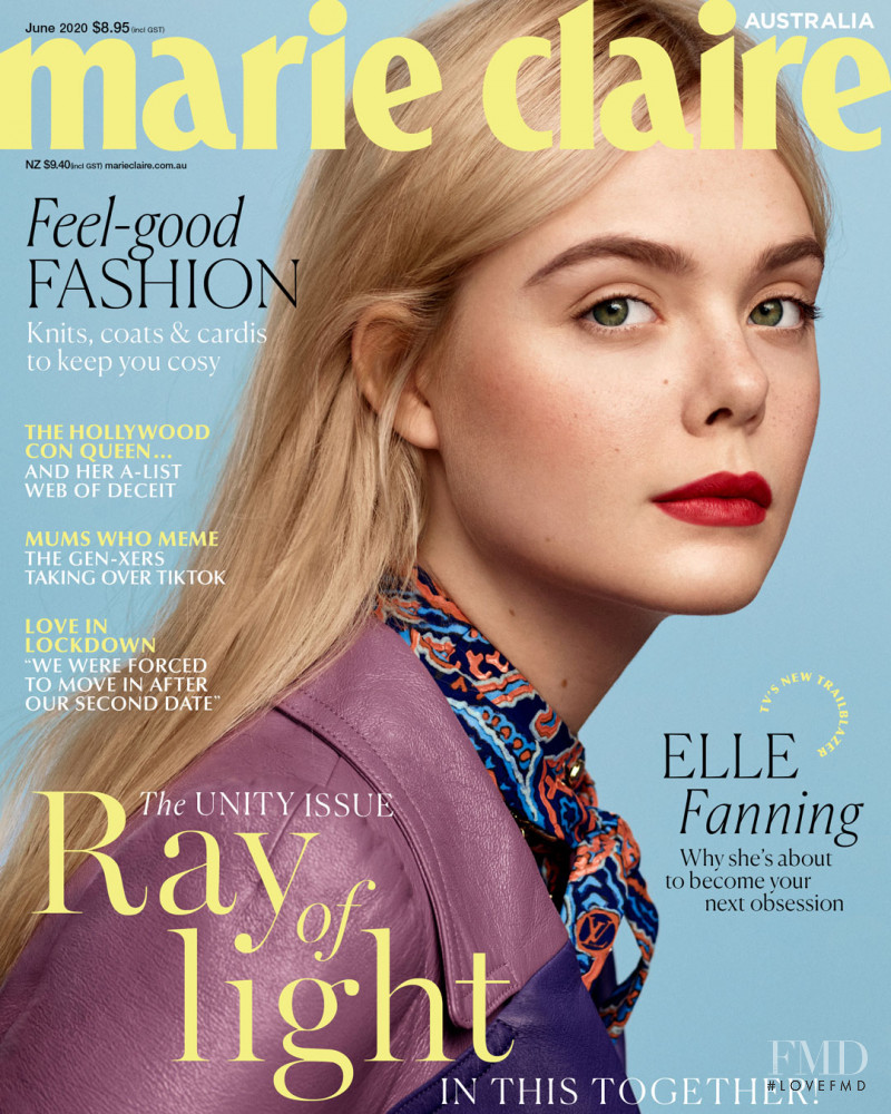 Elle Fanning featured on the Marie Claire Australia cover from June 2020