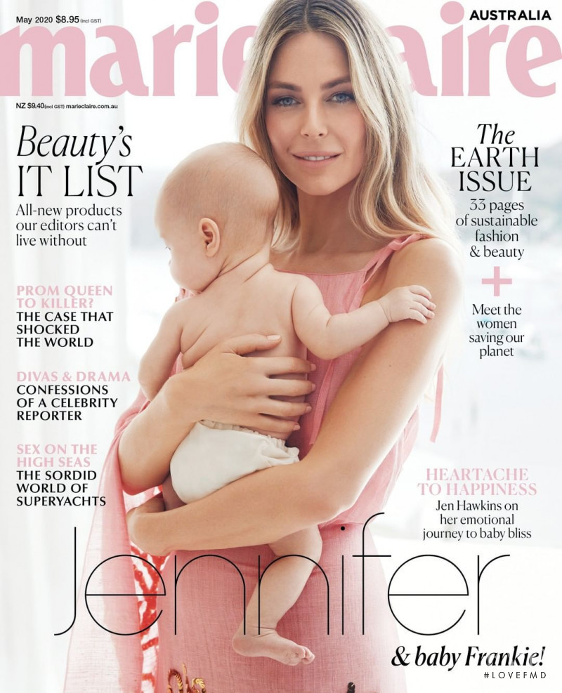 Jennifer Hawkins featured on the Marie Claire Australia cover from May 2020