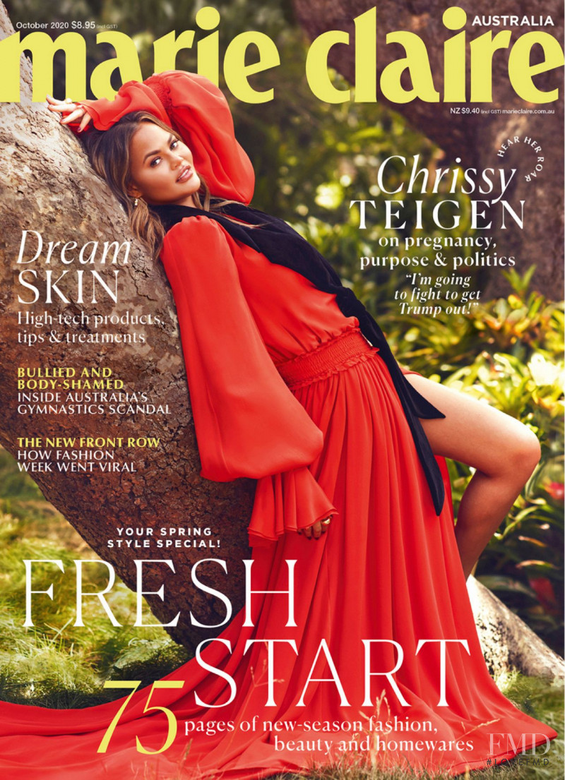 Christine Teigen featured on the Marie Claire Australia cover from October 2020