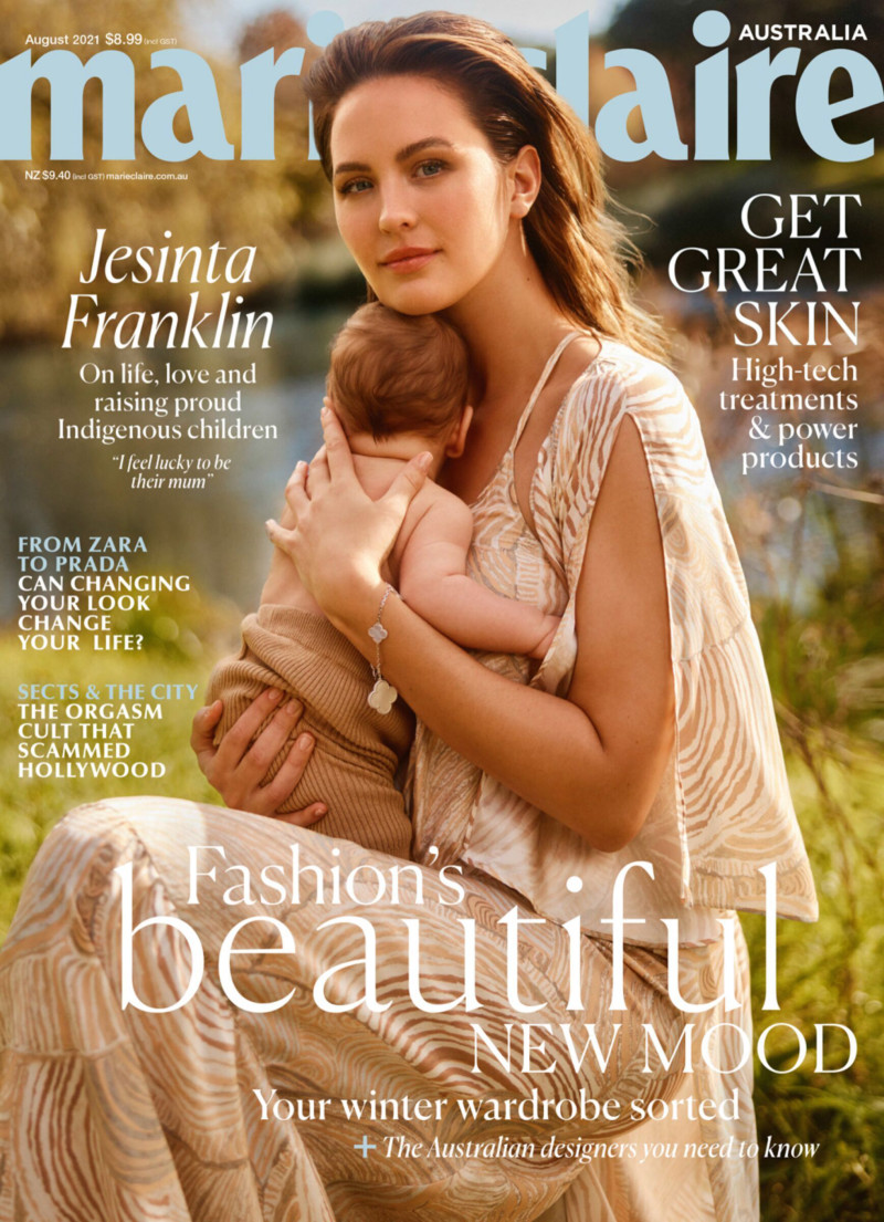 Jesinta Franklin featured on the Marie Claire Australia cover from August 2021
