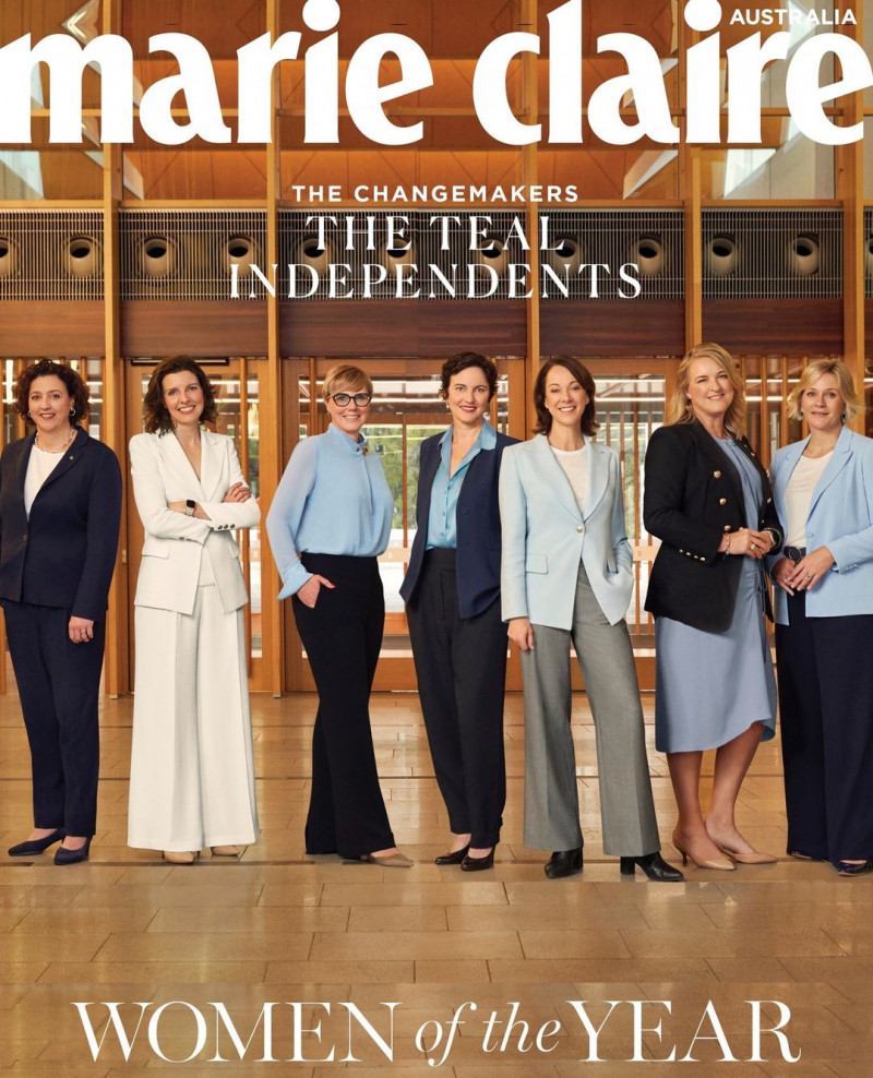  Kate Chaney, Zoe Daniel, Dr Monique Ryan, Dr Sophie Scamps, Allegra Spender, Zali Steggall, Kylea Tink,  featured on the Marie Claire Australia cover from December 2022