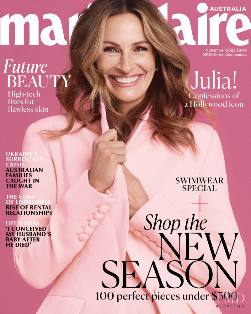 Julia Roberts featured on the Marie Claire Australia cover from November 2022